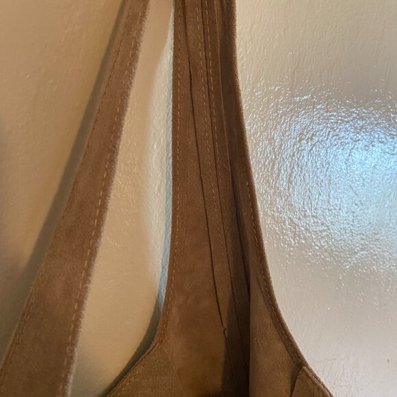Italian Suede Leather Hobo Bag – Taupe – Soft, Minimalist, Chic - Picture 10 of 16